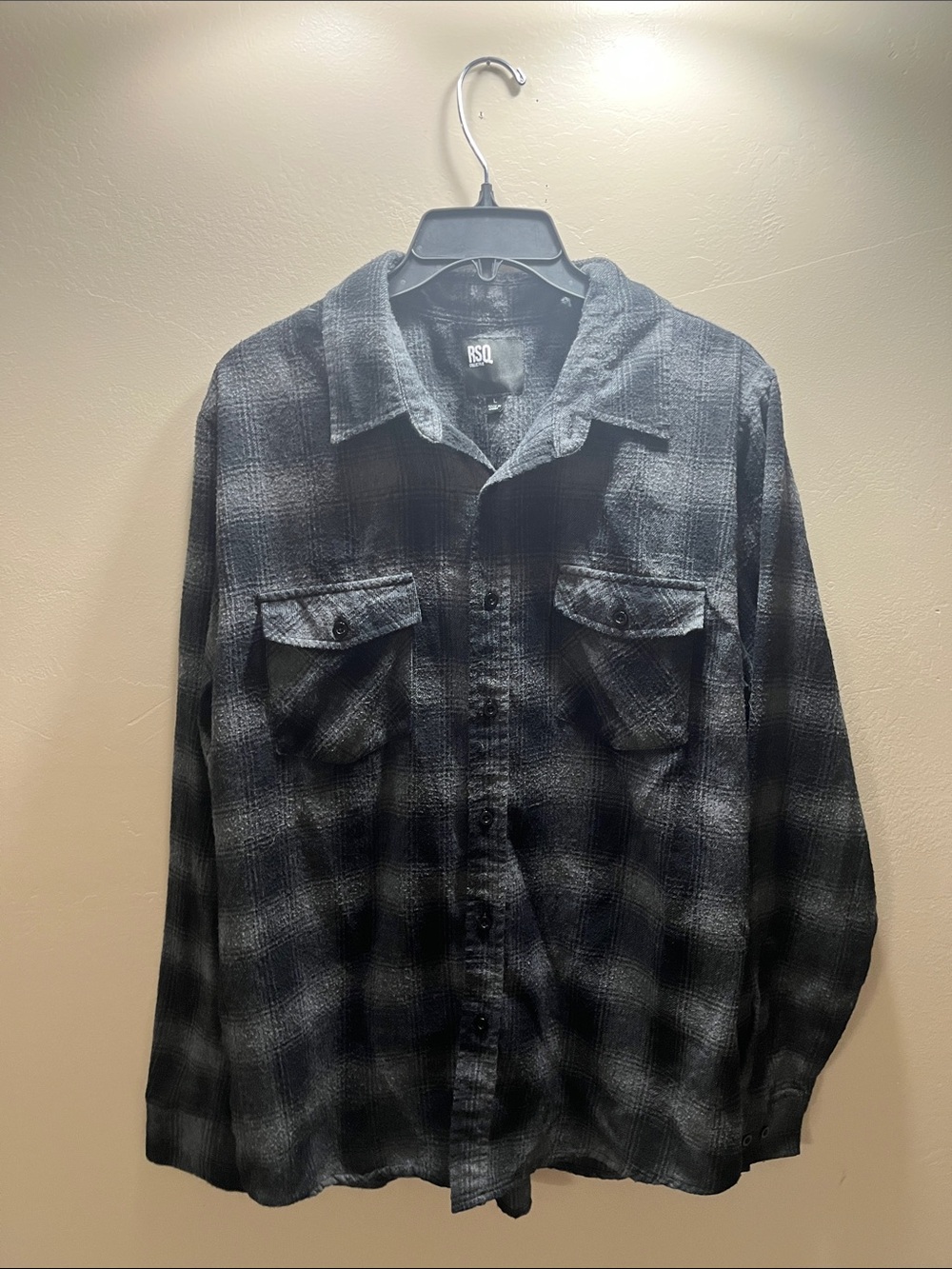 RSQ Black & Gray Plaid Lightweight Shirt Jacket
